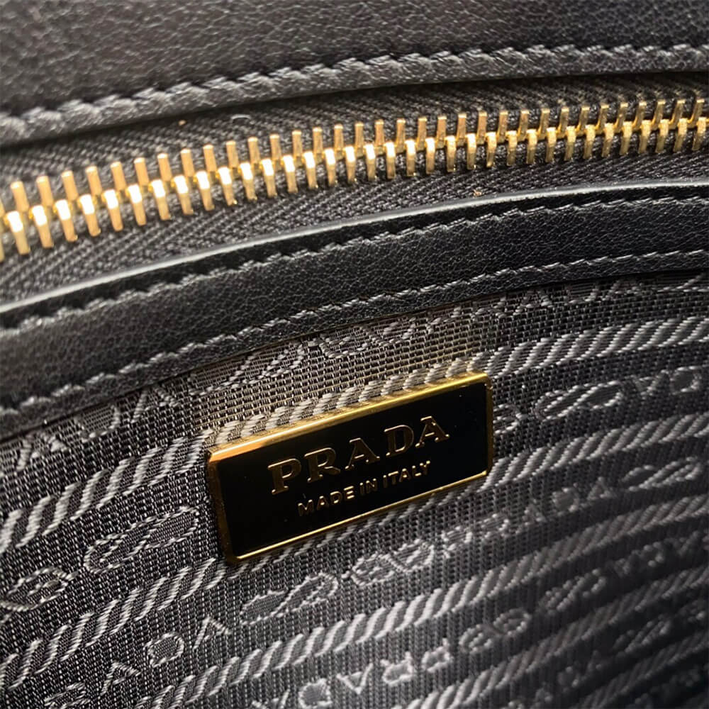 large Pra*a symbole jacquard fabric handbag