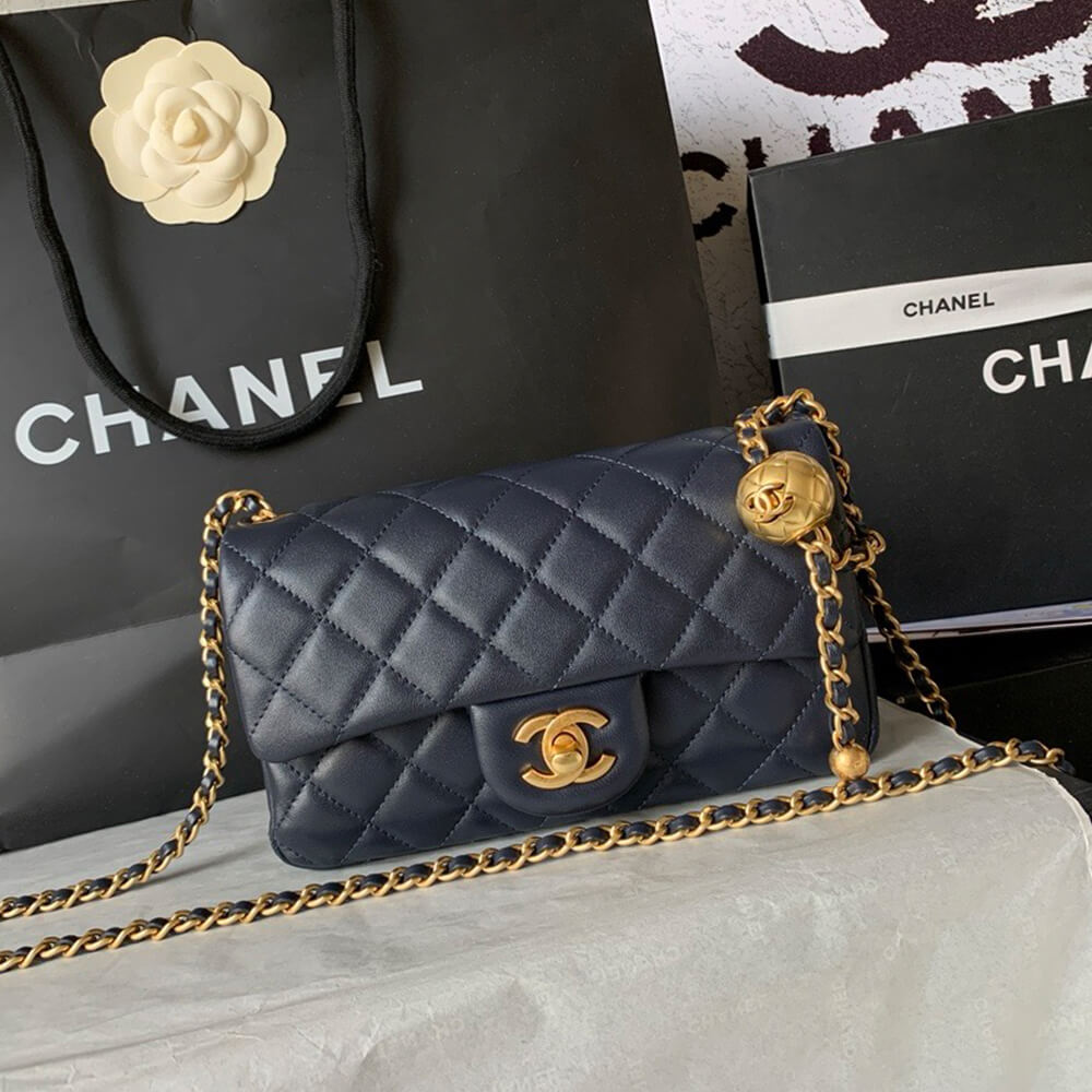 Ch*el pearl crush mini rectangular flap