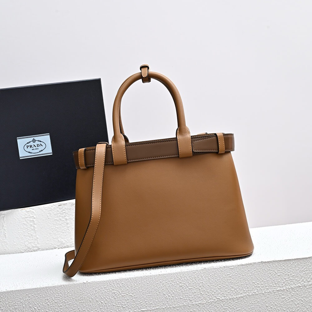 Pra*a buckle small leather handbag with belt(high-end grade)